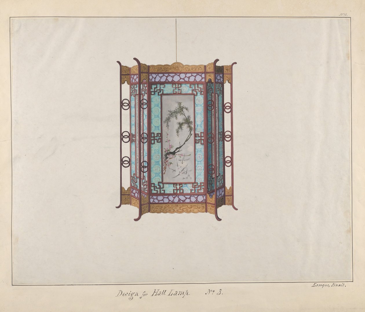 Design for en halllampe, ca. 1800-1810. av Lamqua