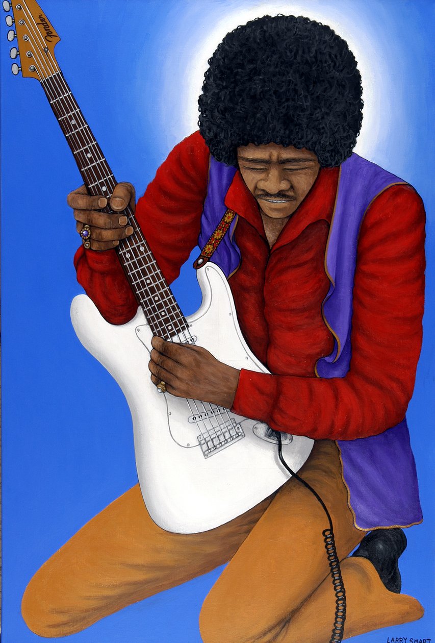 Jimi Hendrix (1942-70) (akryl på lin) av Larry Smart