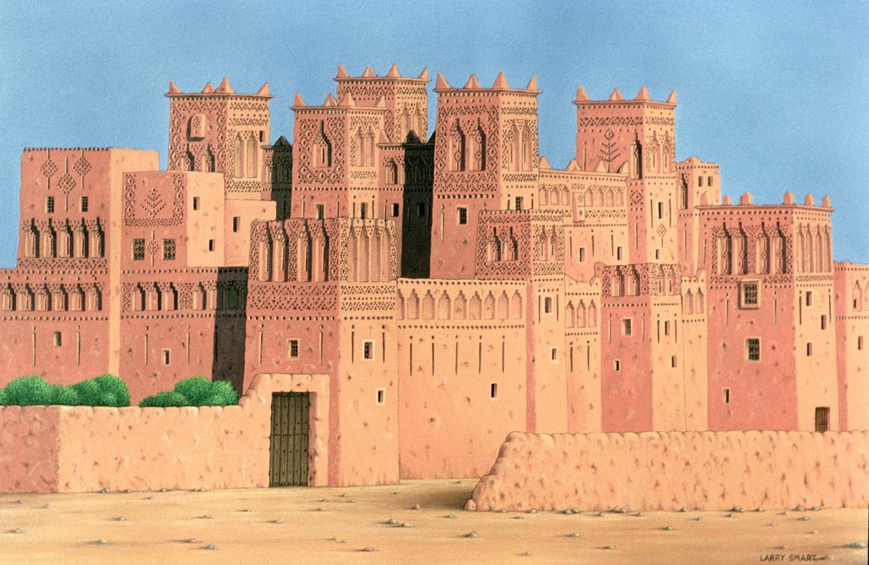 Kasbah, Sør-Marokko, 1998 (akryl på lin) av Larry Smart
