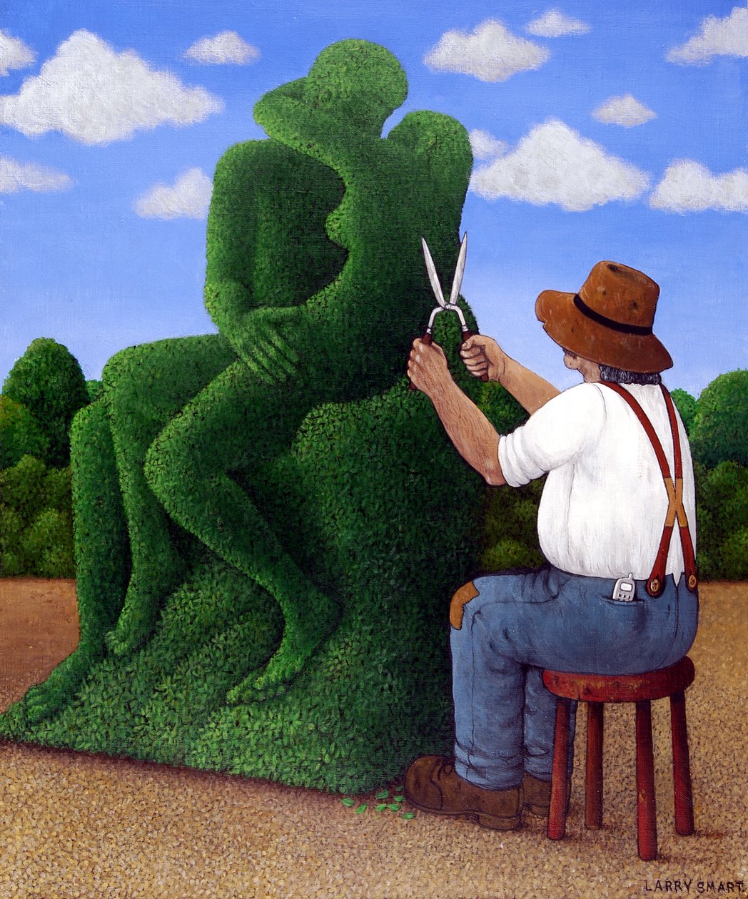 Topiary Kiss (akryl på lin) av Larry Smart