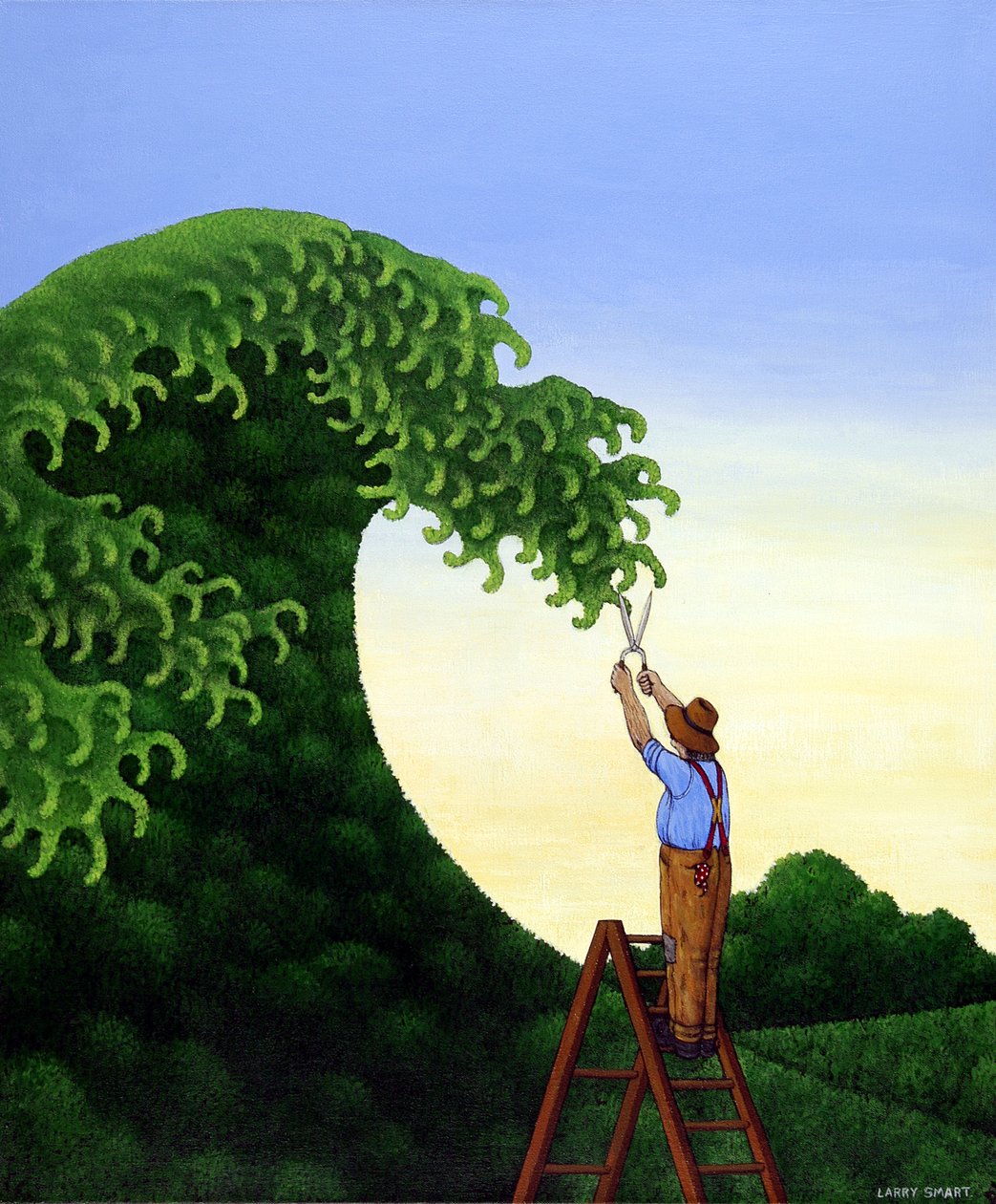 Topiary Wave (akryl på lin) av Larry Smart