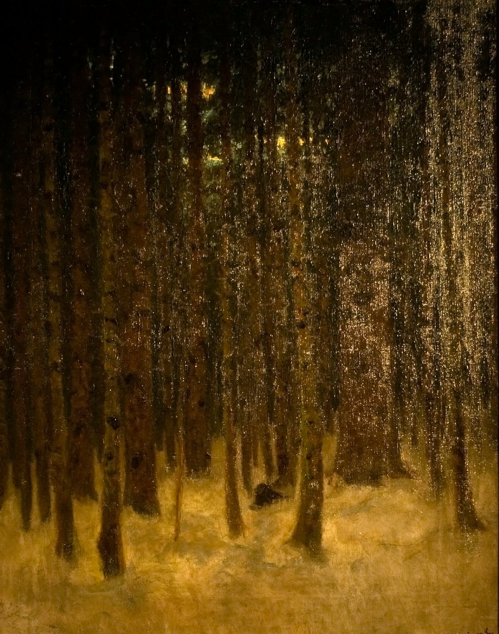 Teli erdoreszletn Engelsk: Forest_in_Wintern av Laszlo Mednyanszky