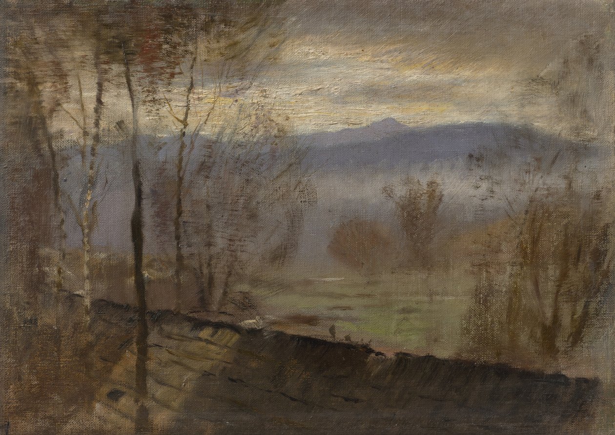 Kveldslandskap med elv, ca. 1880. av Laszlo Mednyanszky