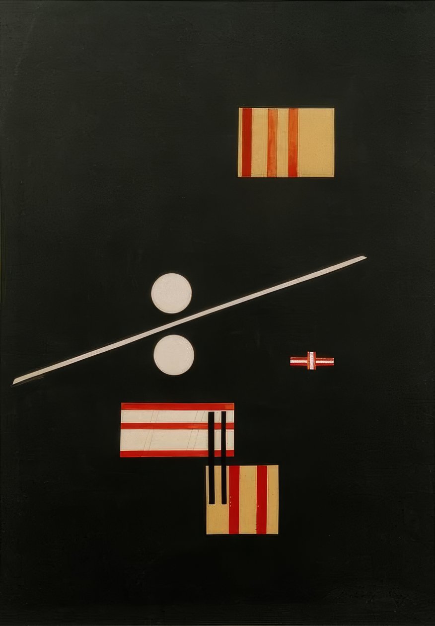 Collage på svart bakgrunn av Laszlo Moholy Nagy