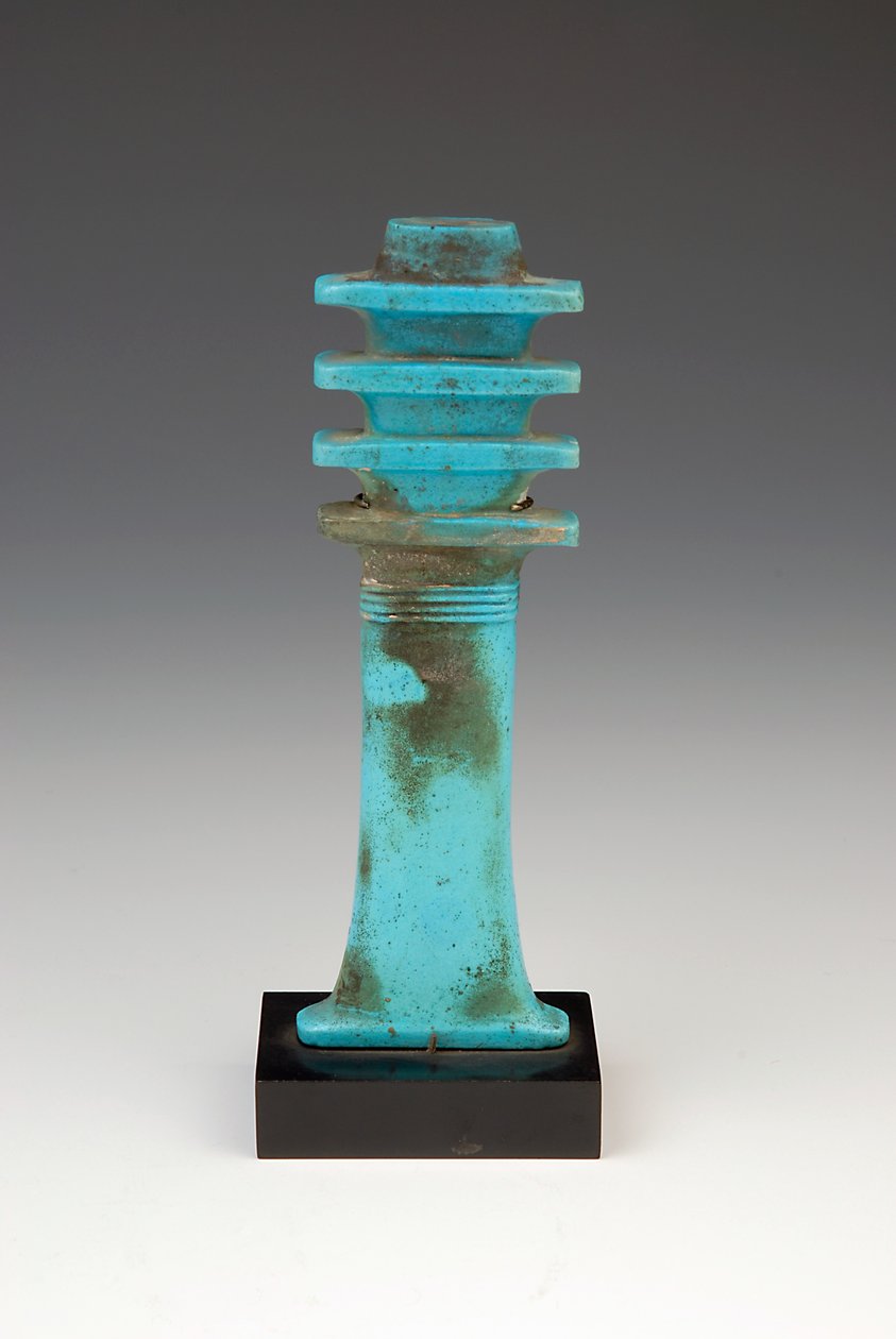 Djed Pillar Amulet fajanse & knallblå glasur av Late Period Egyptian