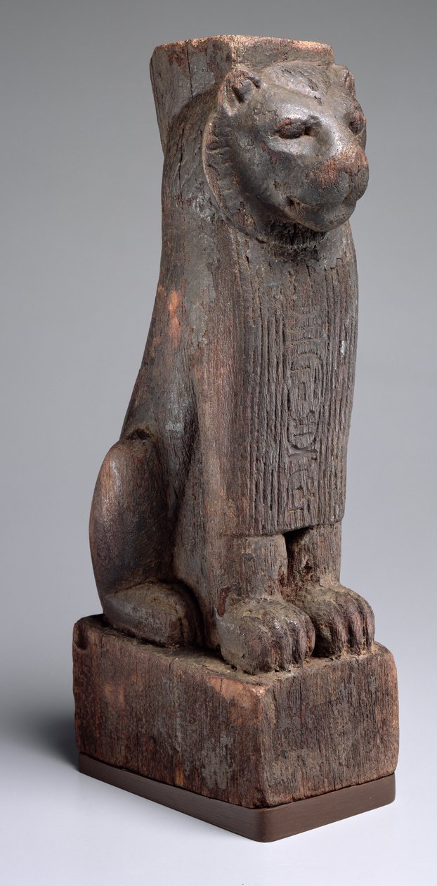 Løve satt på en base skrevet for kong Aspelta, fra Sudan, Napatan-perioden, ca. 590 f.Kr. (tre) av Late Period Egyptian