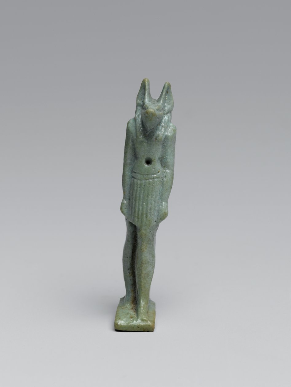 Stående figur av Anubis, 665-332 f.Kr. (glasert fajanse) av Late Period Egyptian