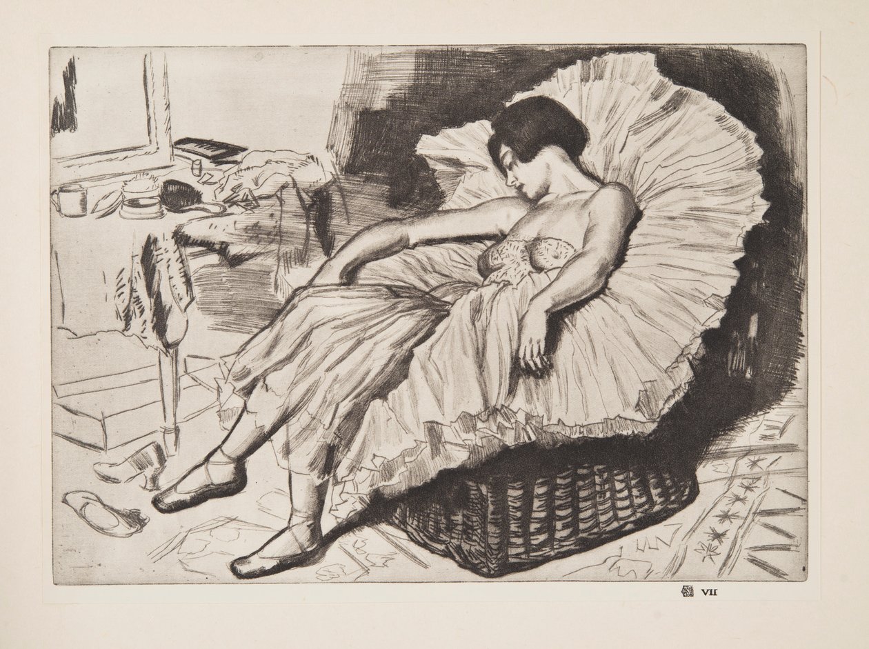 Danser Sleeping, pub. 1925. av Laura Knight
