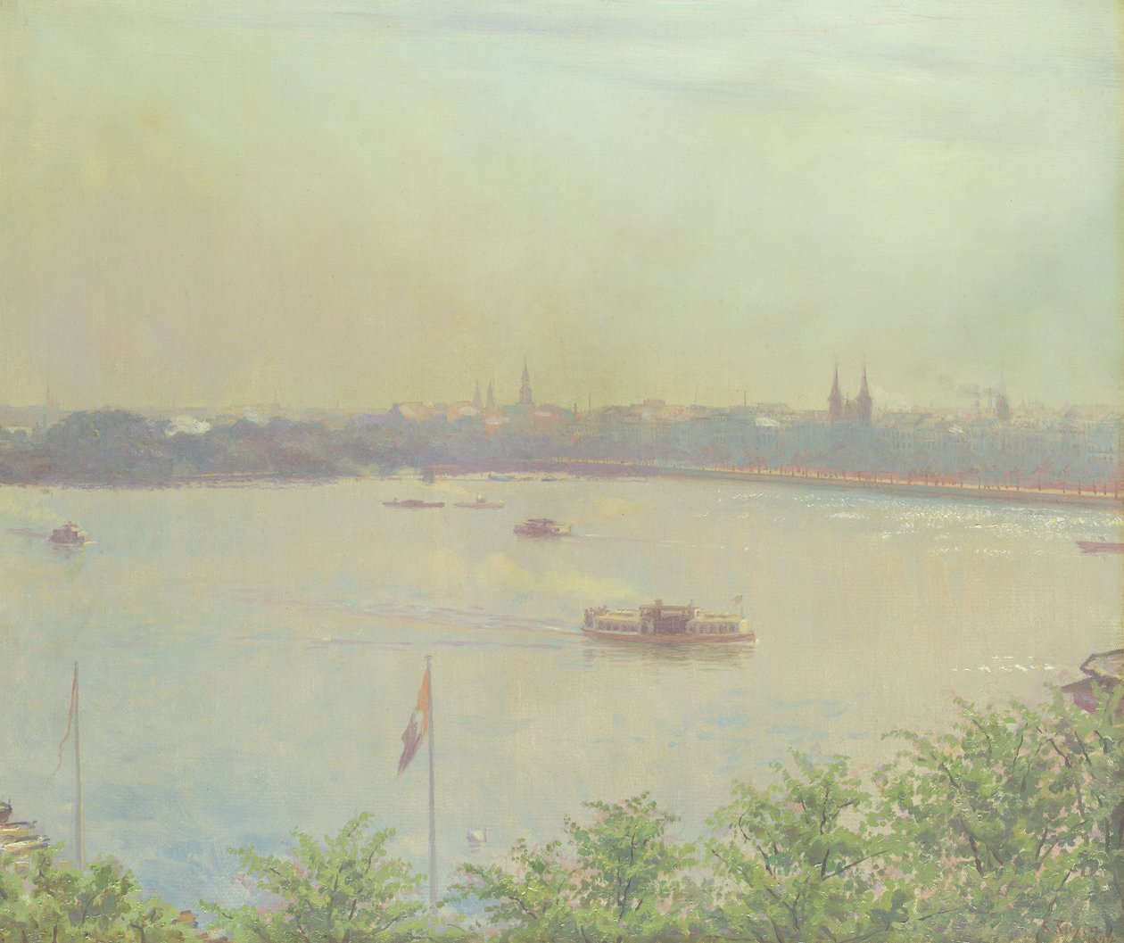 Utsikt over Inner Alster Lake, 1894 av Laurits Regner Tuxen