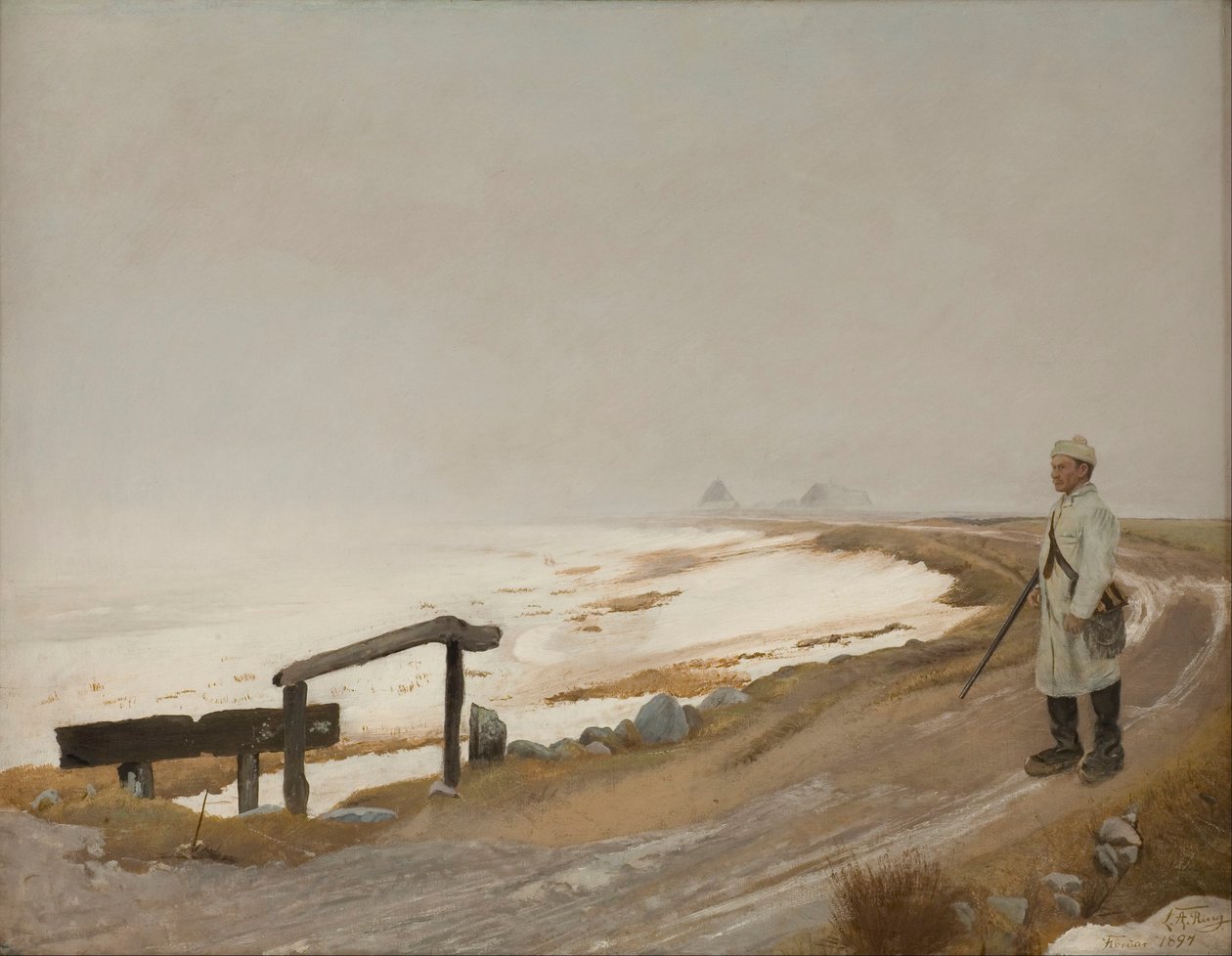 Tåket vinterdag. Karrebæksminde av Laurits Andersen Ring