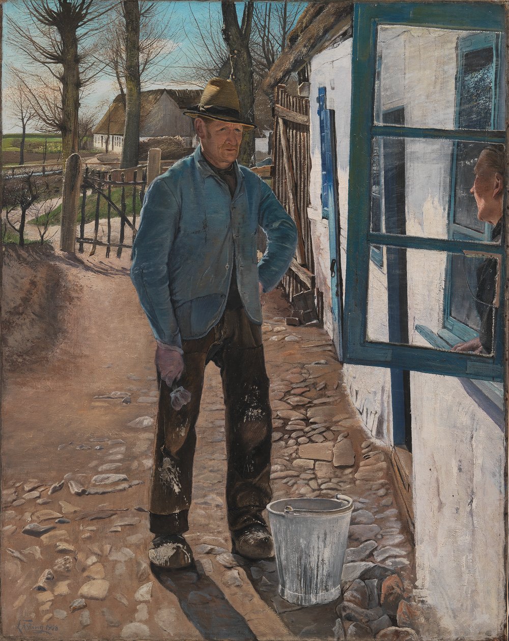 Hvitvasking av det gamle huset, 1908 av Laurits Andersen Ring