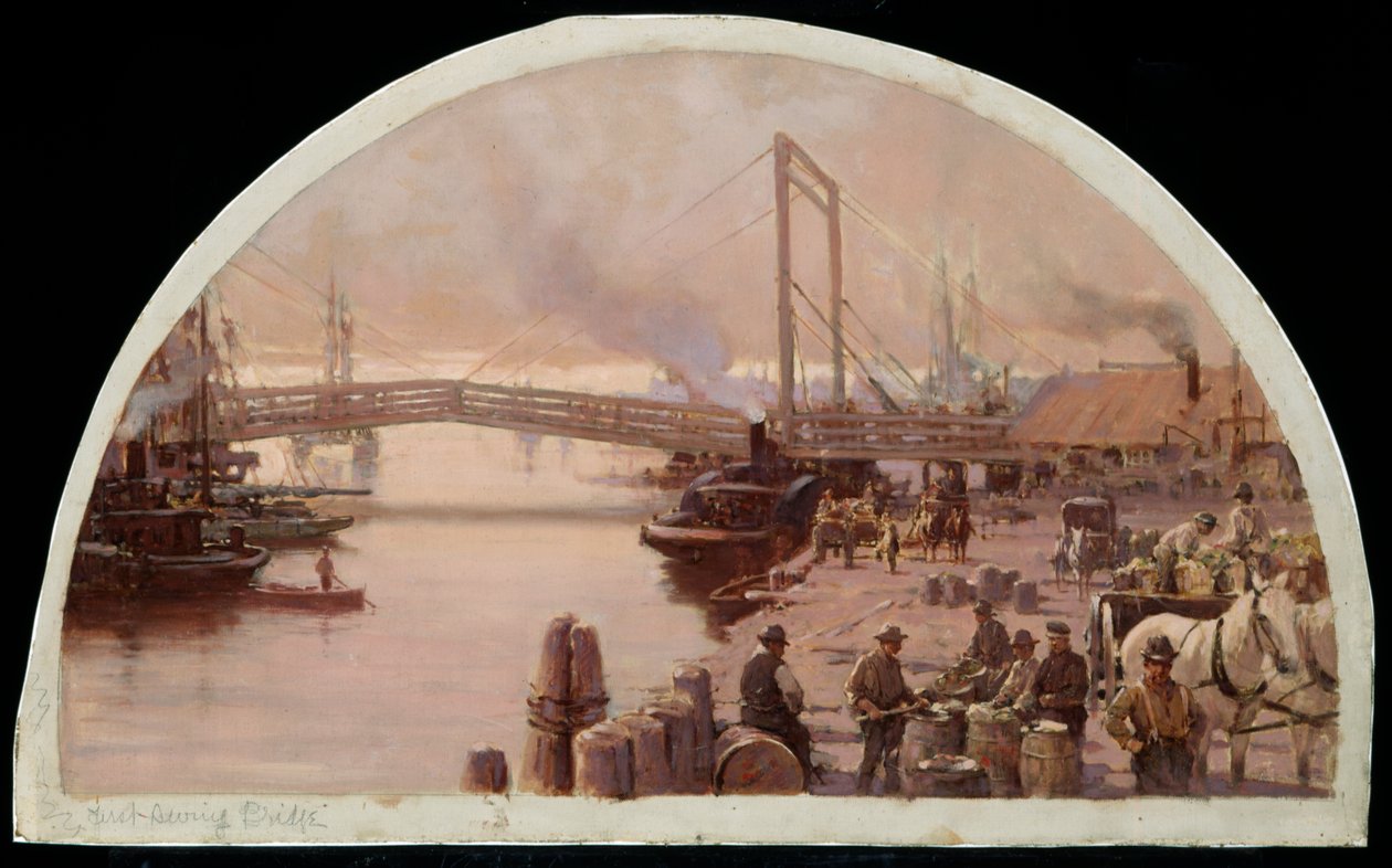 Den første broen over Chicago-elven, 1834, 1900 av Lawrence Carmichael Earle