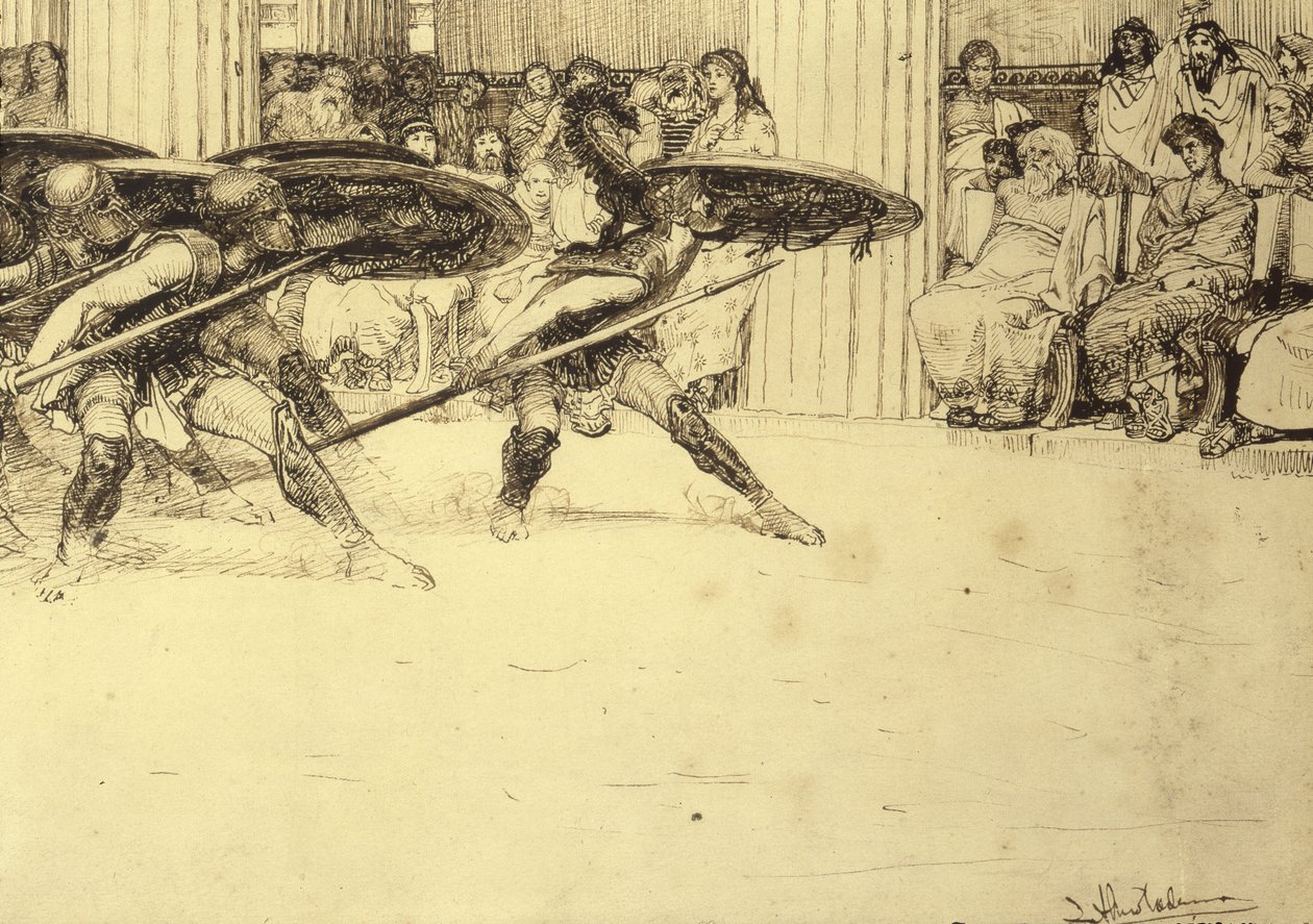 Pyrrhusdansen, ca. 1886 av Lawrence Alma Tadema