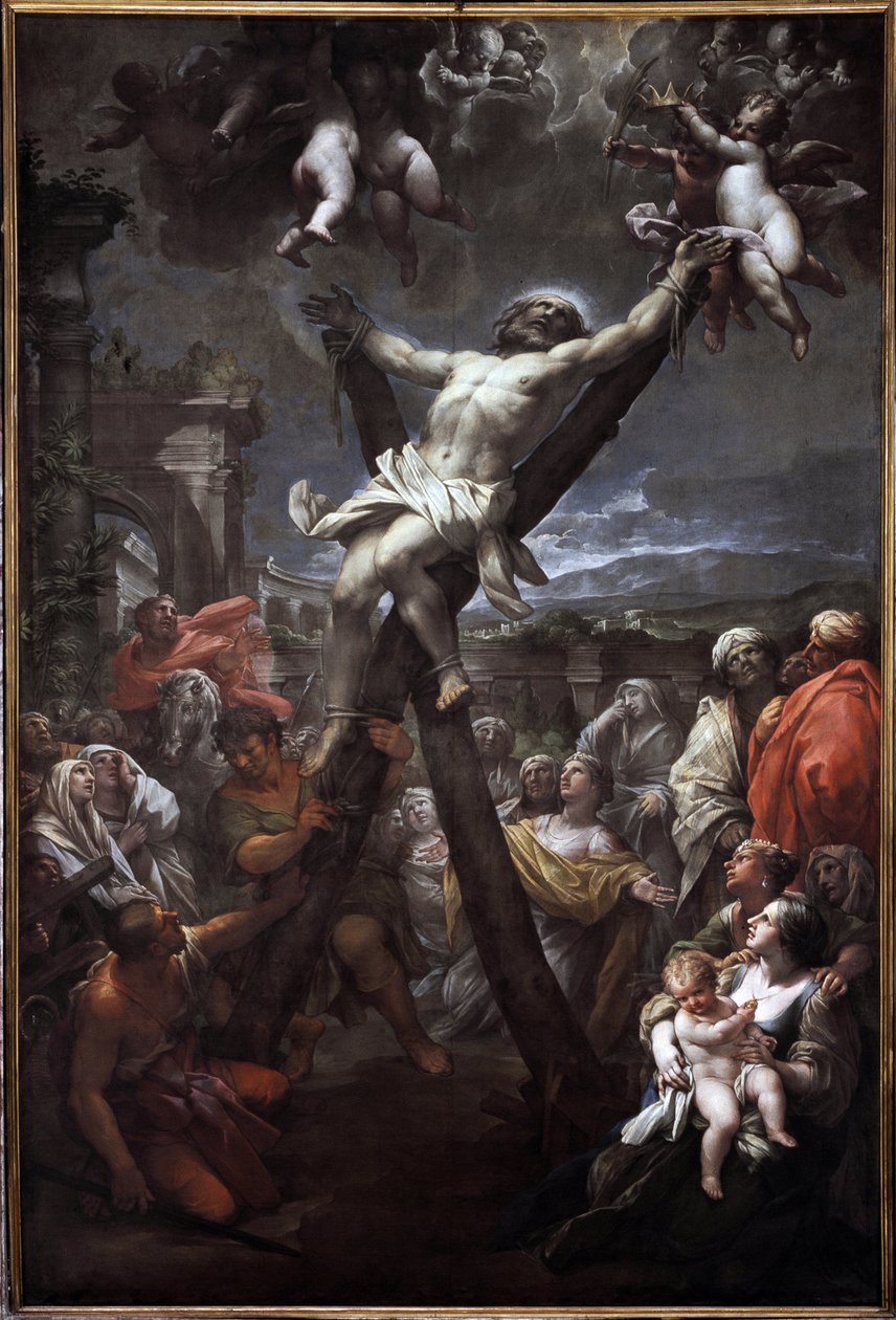St Andrew korsfestet (olje på lerret av Lazzaro Baldi