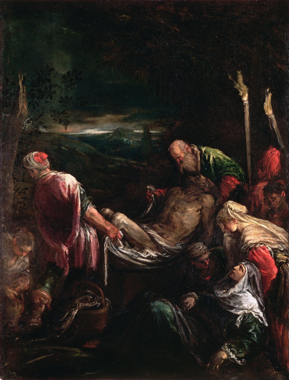 Kristi gravlegging, 1578-80 av Leandro da Ponte Bassano
