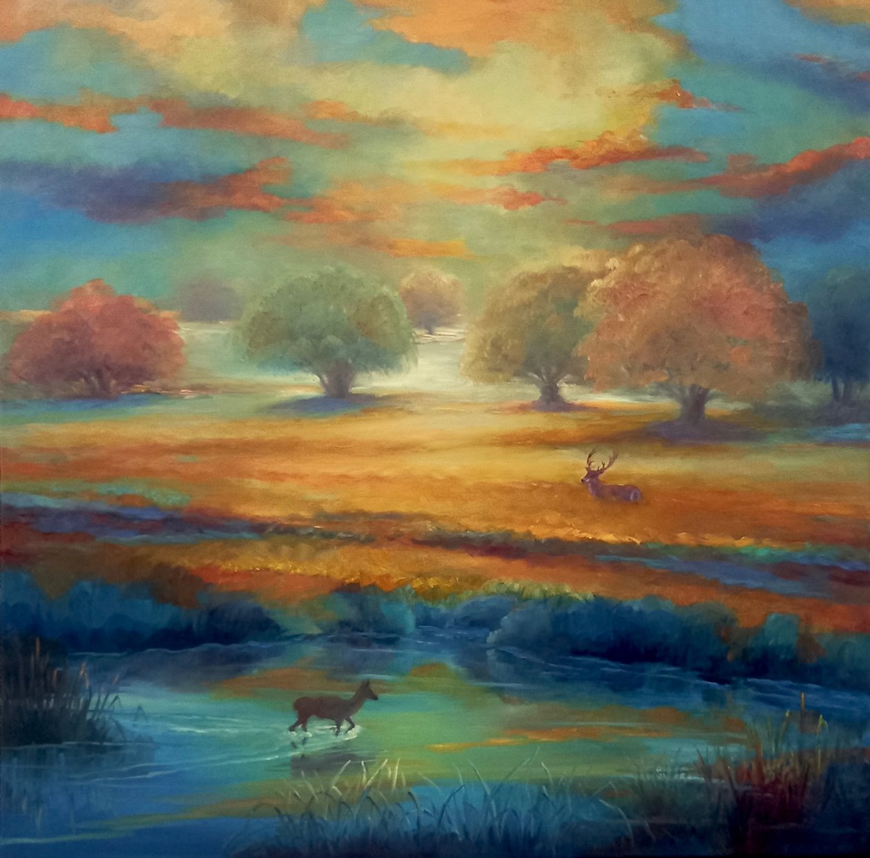 Richmond Park, grønt og gull, 2021 av Lee Campbell
