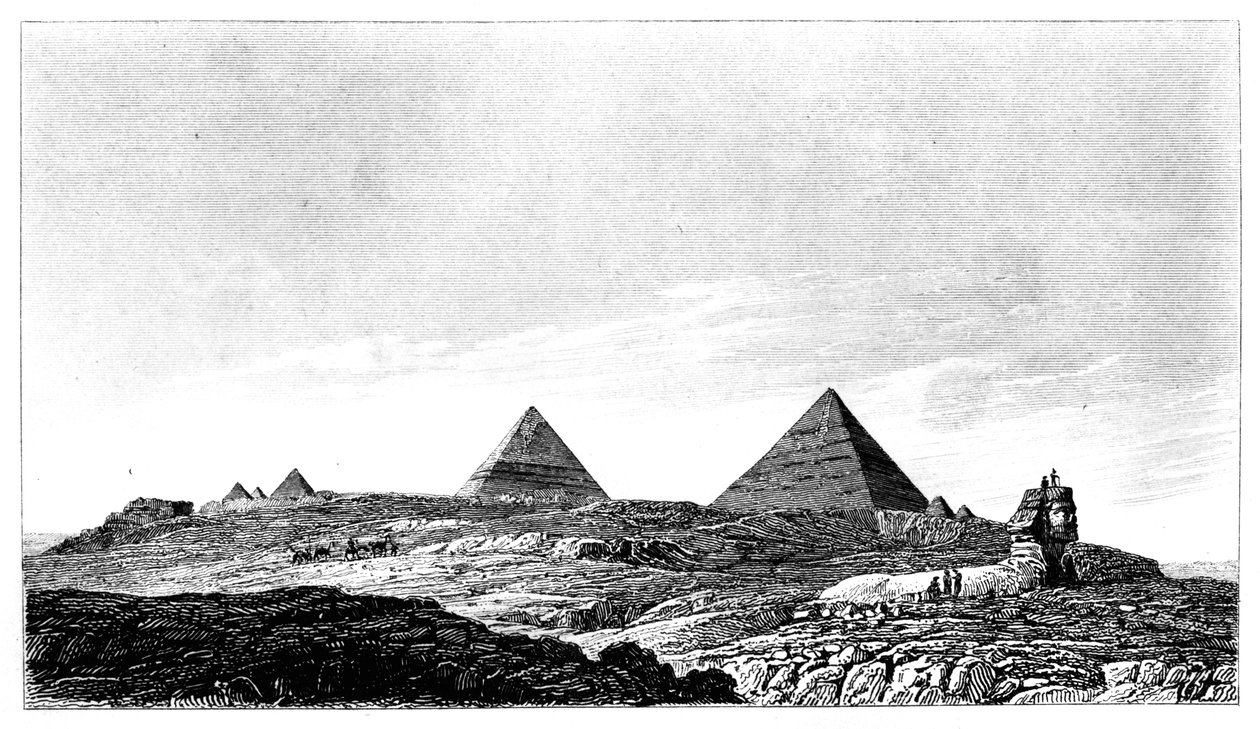 Pyramidene og sfinxen, Giza, Egypt, 1800-tallet av Lemaitre