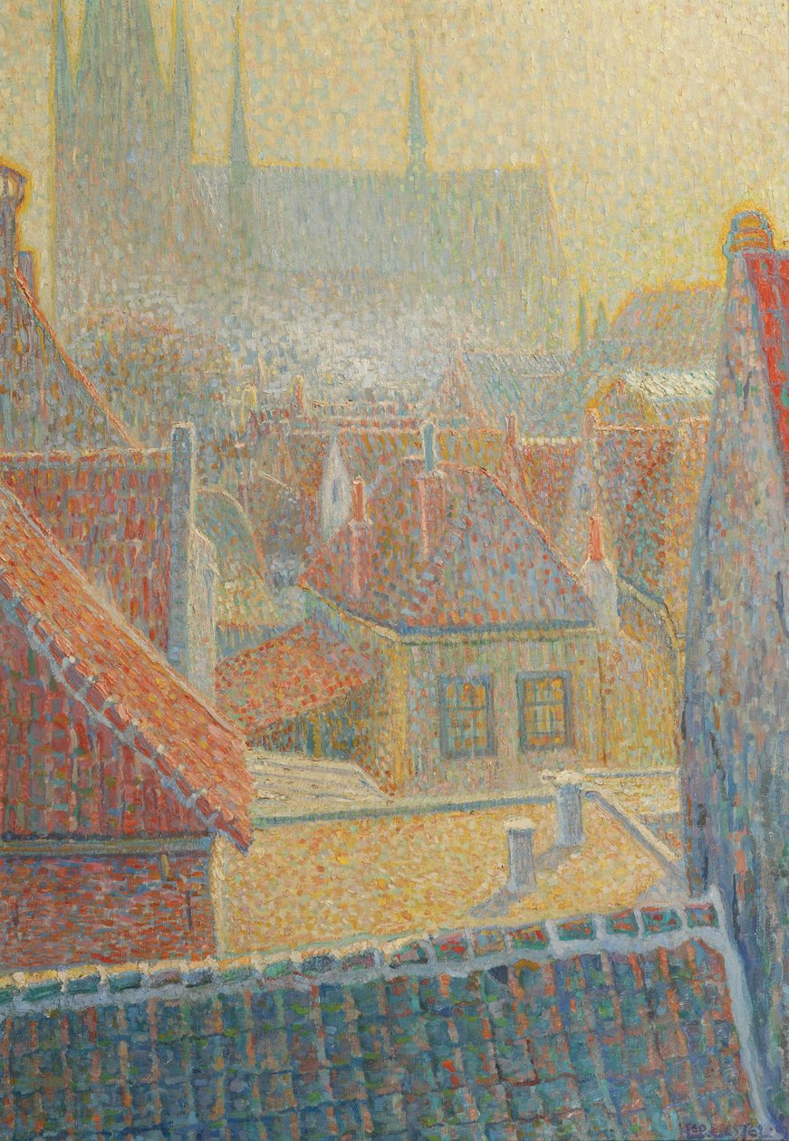 utsikt mot kirken i Woerden av Leo Gestel