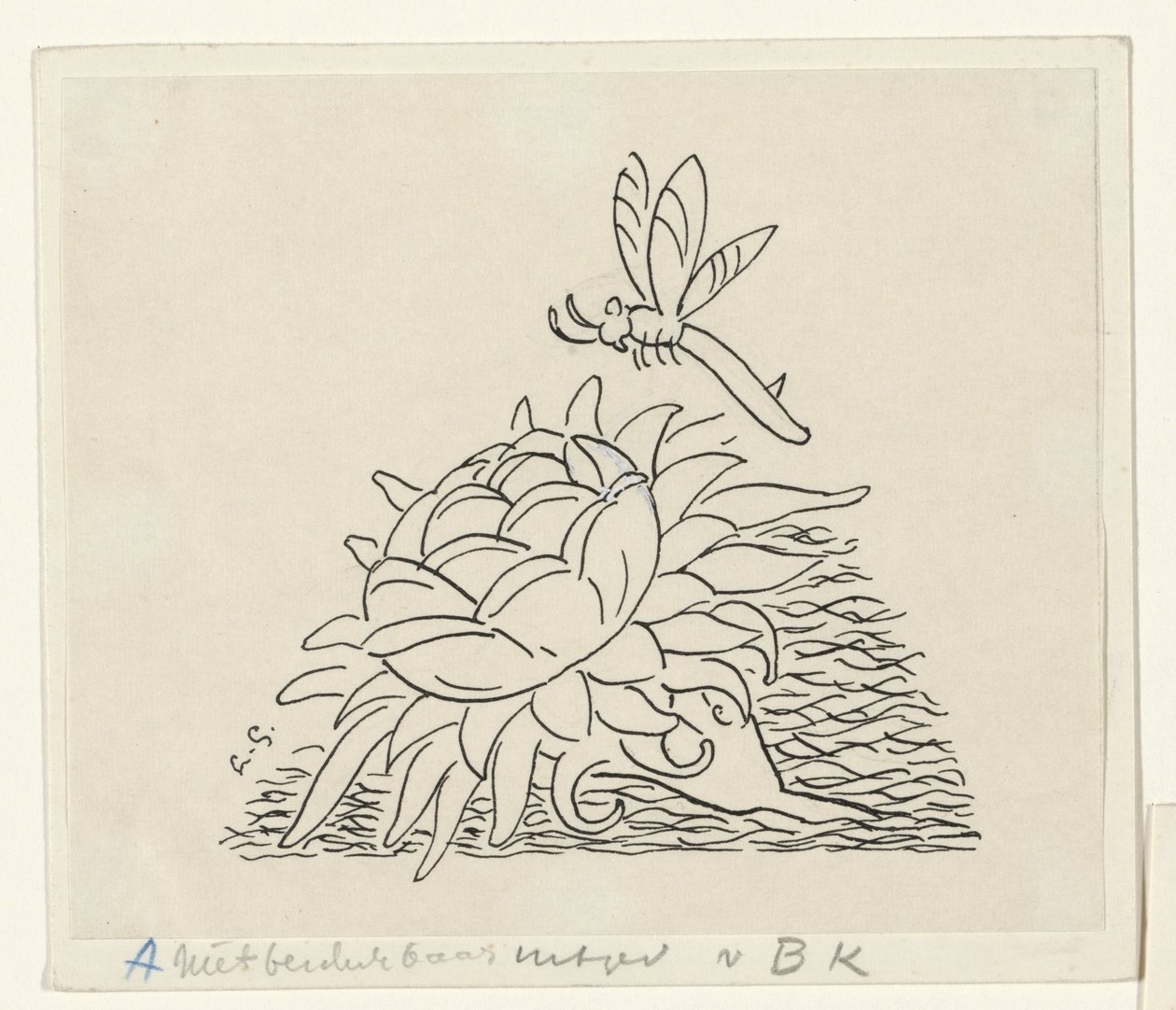 Blomst med en øyenstikker av Leo Gestel (signed by artist)