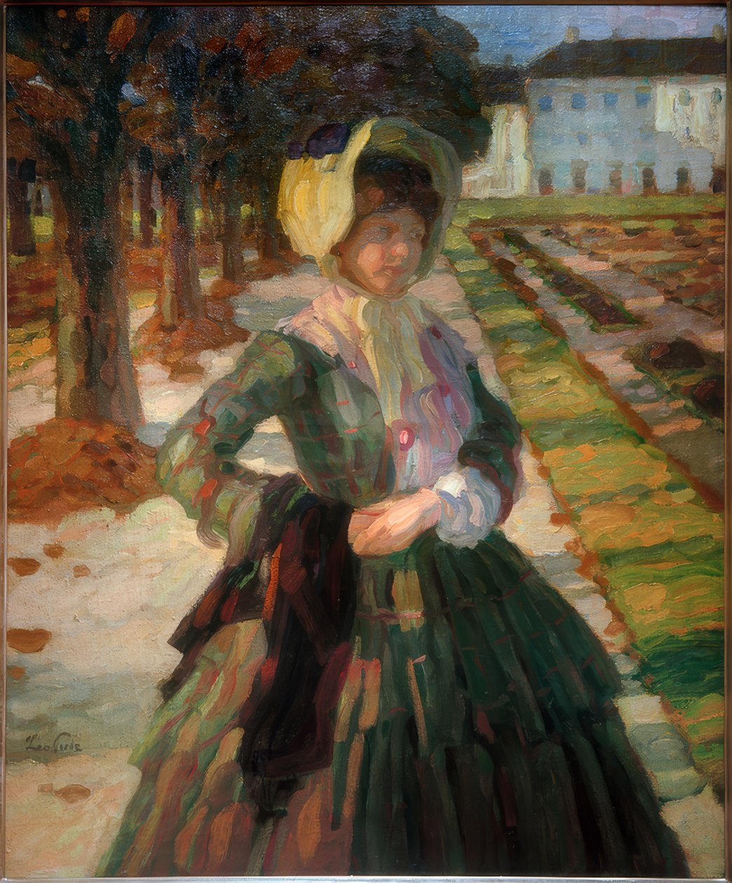 Ung kvinne i grønn kjole av Leo Putz
