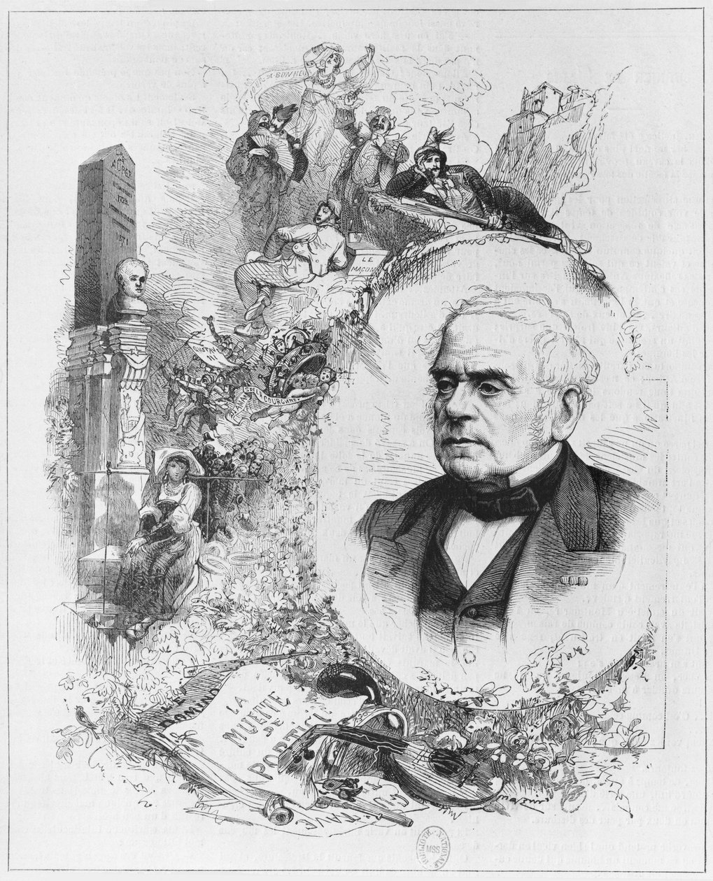 Esprit Auber (1782-1871) (bw-bilde) av Leon Alexandre Tourfaut