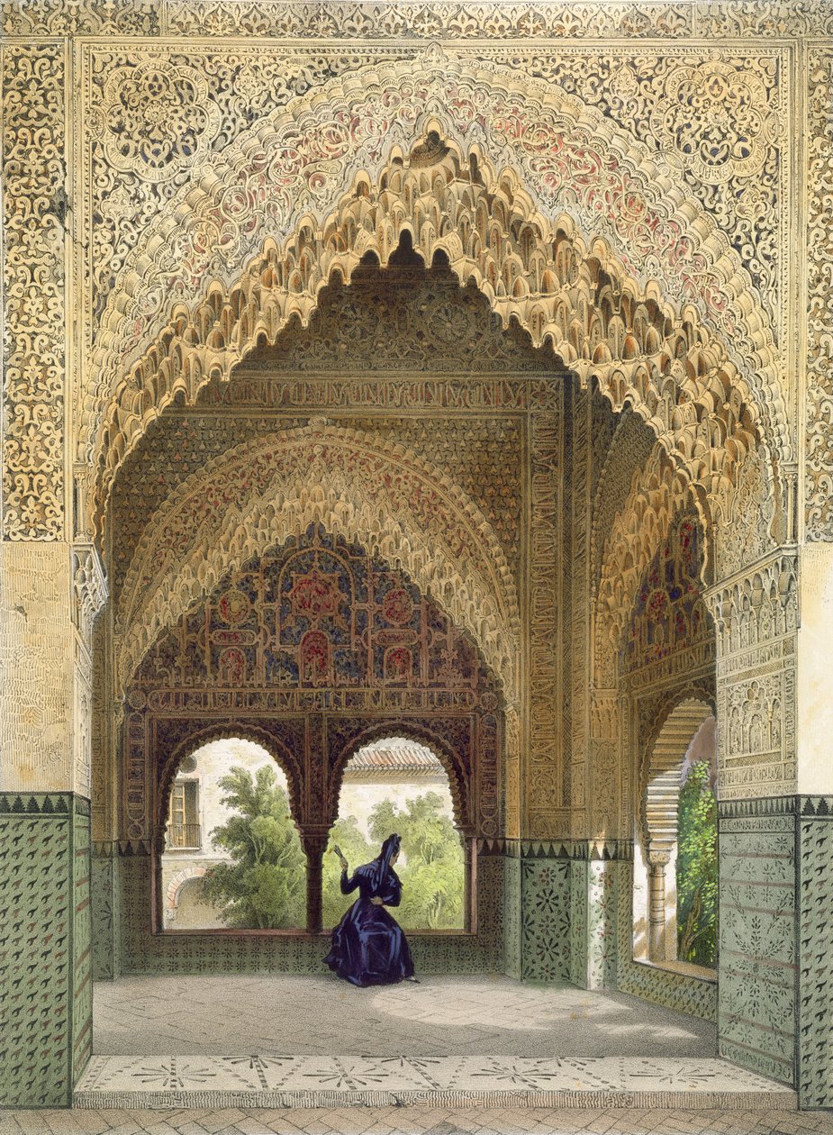 The Cabinet of the Infantas in the Room of the Two Sisters, Alhambra, Granada, 1853 av Leon Auguste Asselineau