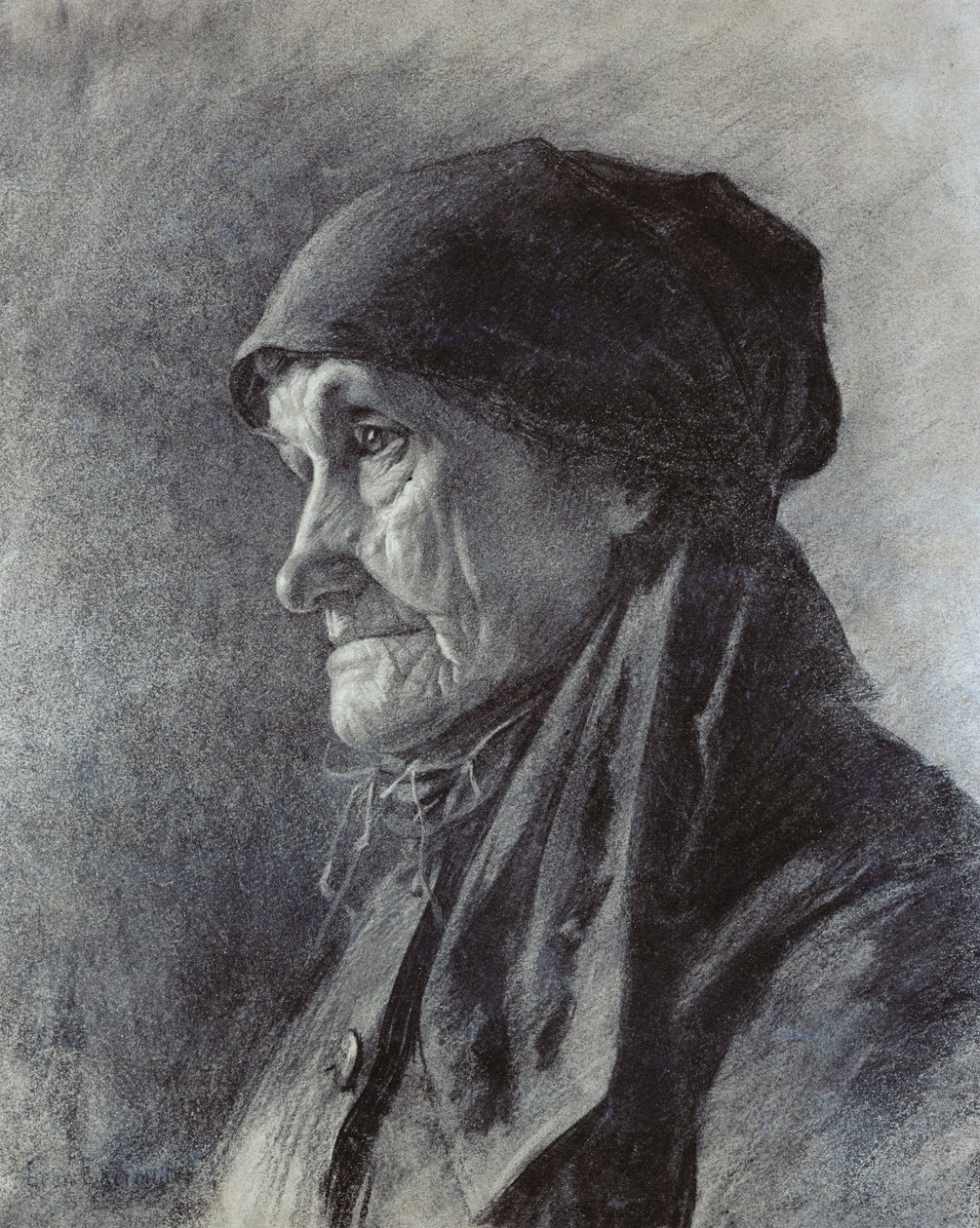 Bondehode (kull på papir) av Leon Augustin Lhermitte