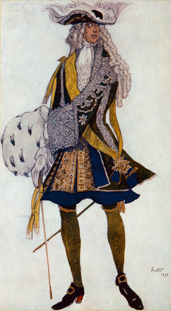 Kostymedesign for Kongen, i hagen, fra Tornerose, 1922 av Leon Bakst