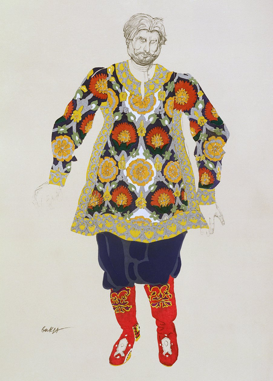 Kostymedesign for en mann, fra Sadko, 1917 av Leon Bakst