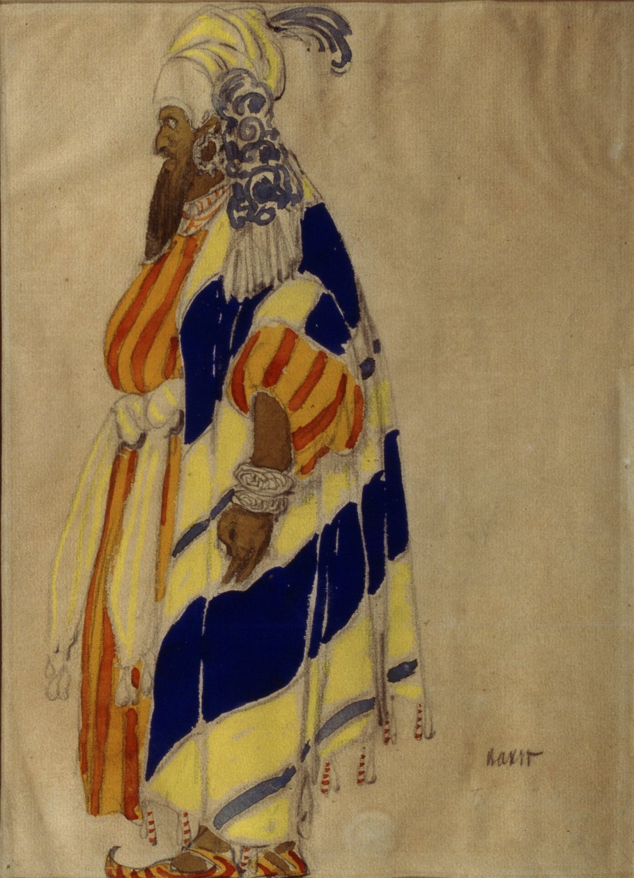 Kostymedesign for balletten Islamey av Mily Balakirev (tempera på papir) av Leon Bakst