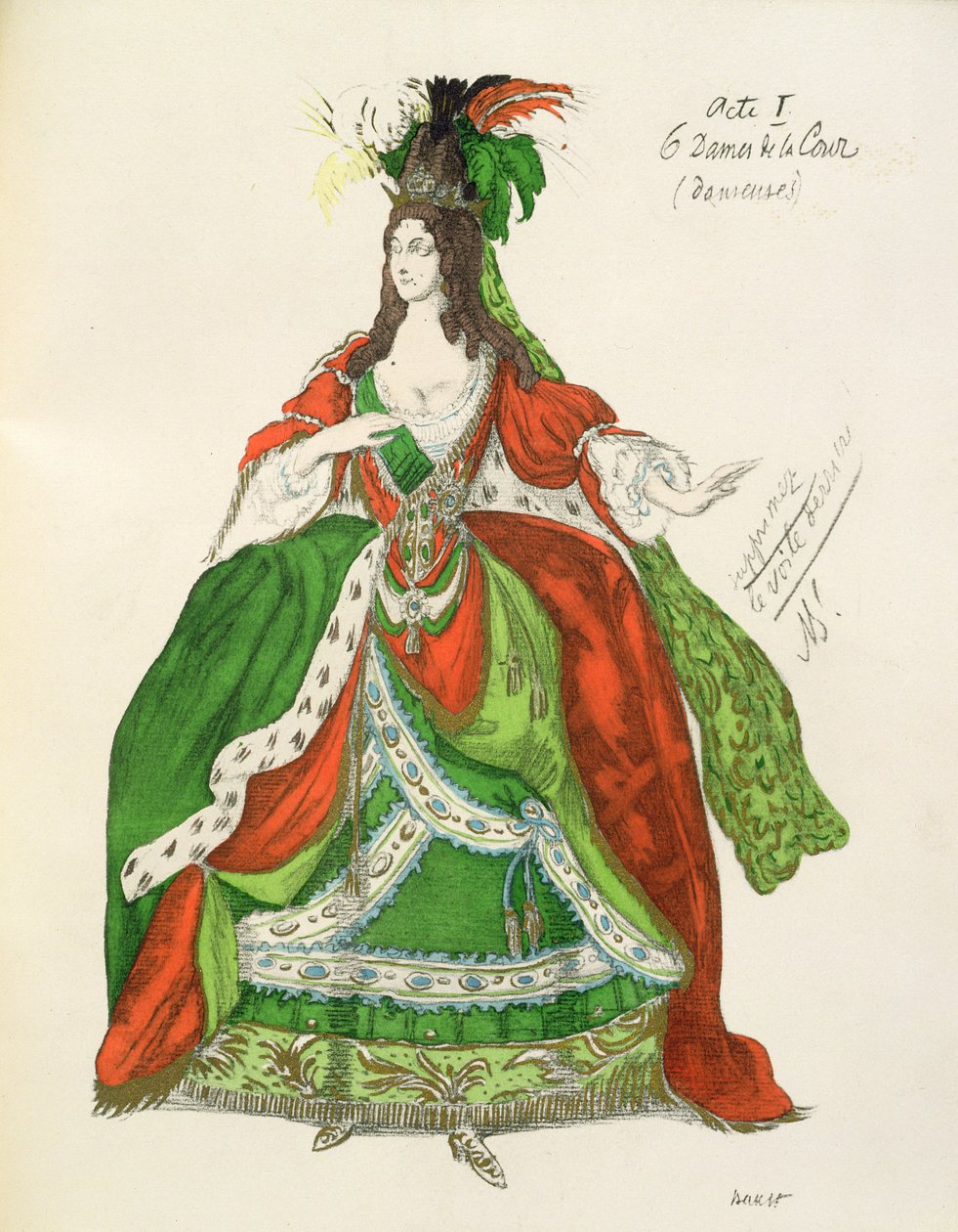 Kostyme for en kvinnelig hoffmann og danser, fra Tornerose, 1921 av Leon Bakst