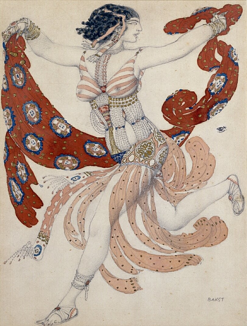 Drakt av Cleopatra for Ida Rubinstein av Leon Bakst