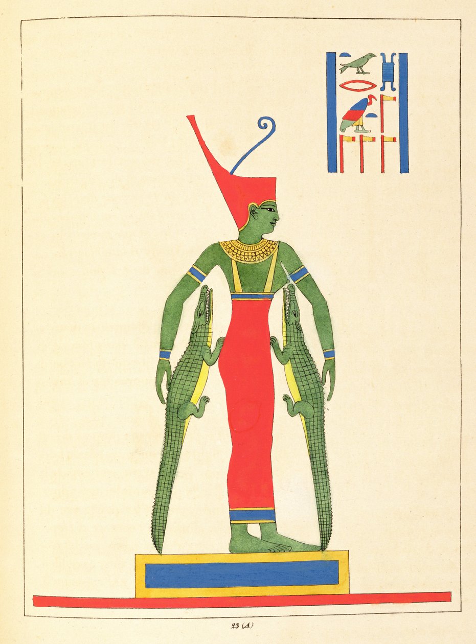Gudinnen Neith, illustrasjon fra Egyptian Pantheon: samling av mytologiske karakterer fra det gamle Egypt av Jean-Francois Champollion, utgitt 1823-25 av Leon Jean Joseph Dubois