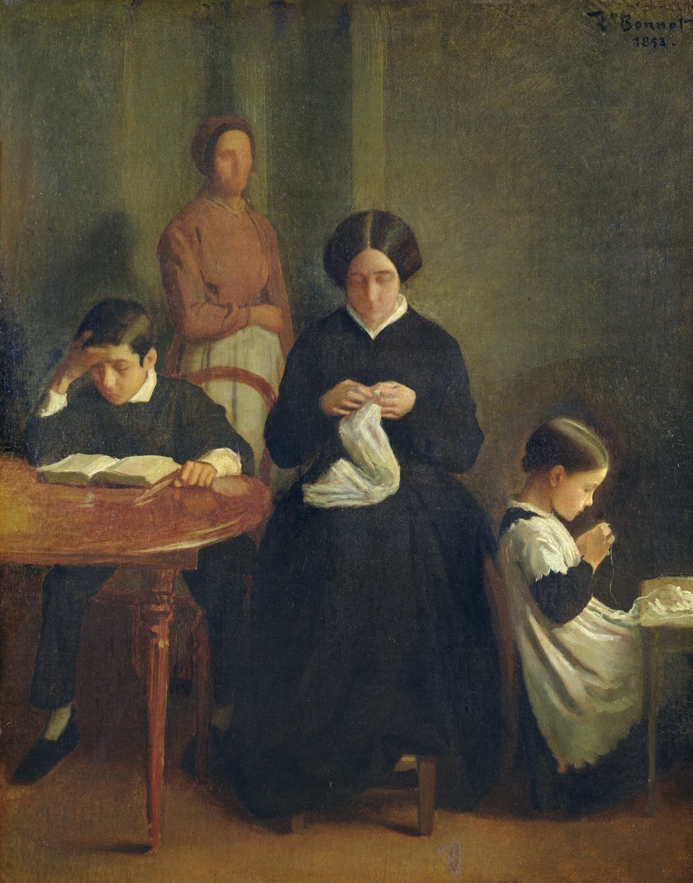 Portrett av kunstnerens mor, bror og søster, 1853 av Leon Joseph Florentin Bonnat