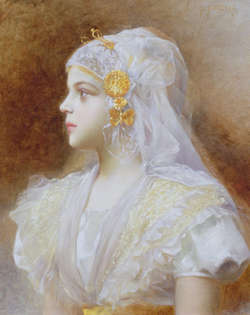Portrett av en jente av Leon Auguste Cesar Hodebert