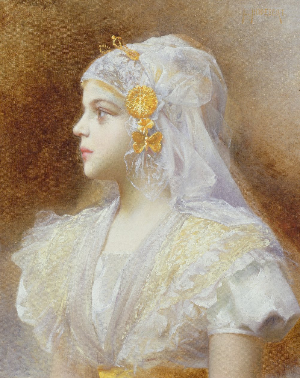 Portrett av en jente av Leon Auguste Cesar Hodebert