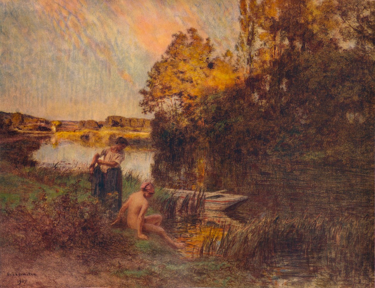 Baderen, 1907, 1938 av Leon Augustin Lhermitte