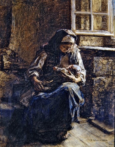 Mor som ammer barnet sitt av Leon Augustin Lhermitte