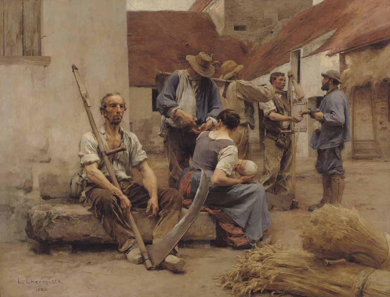 Paying the Harvesters, 1882 av Leon Augustin Lhermitte