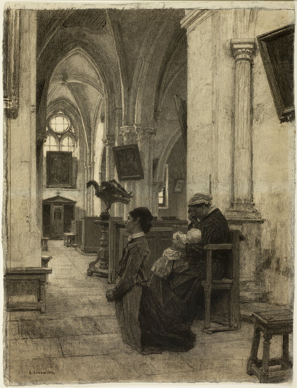 Kvinner ber i kirken av Leon Augustin Lhermitte