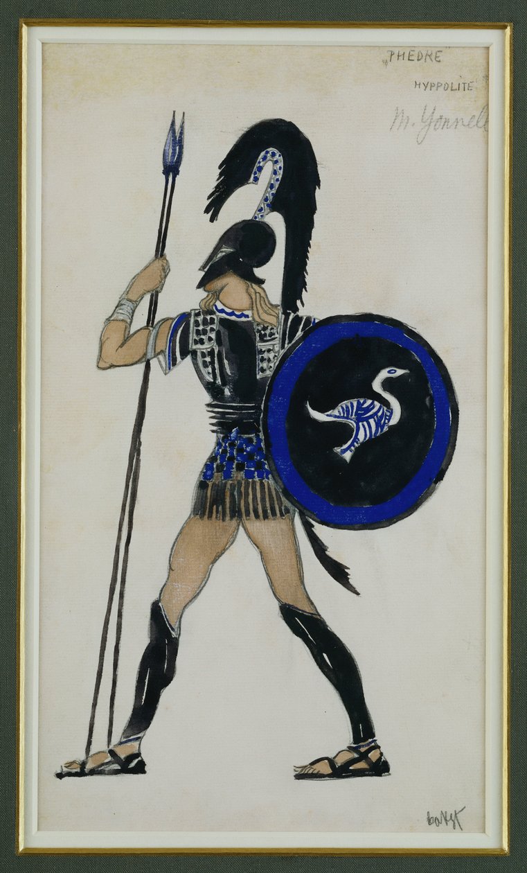 Kostymedesign for Hippolitus fra "Phaedre" av Leon Bakst