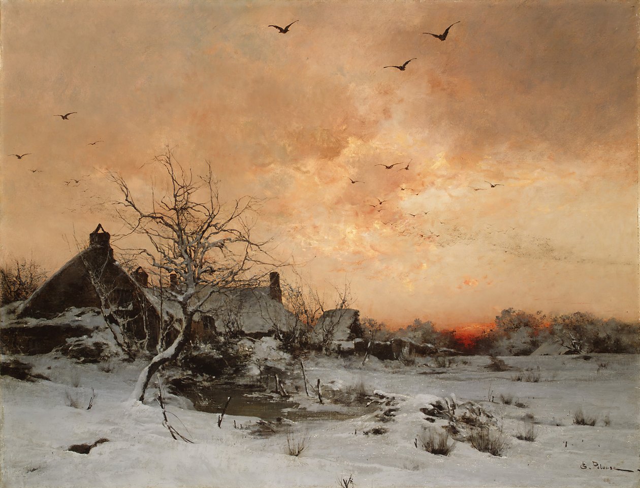 Januar: Cernay, nær Rambouillet. av Leon Germain Pelouse
