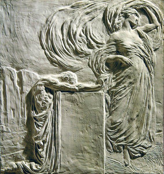 Begravelsesplate for Andre Glades, 1906-8 (gips) av Leonardo Bistolfi