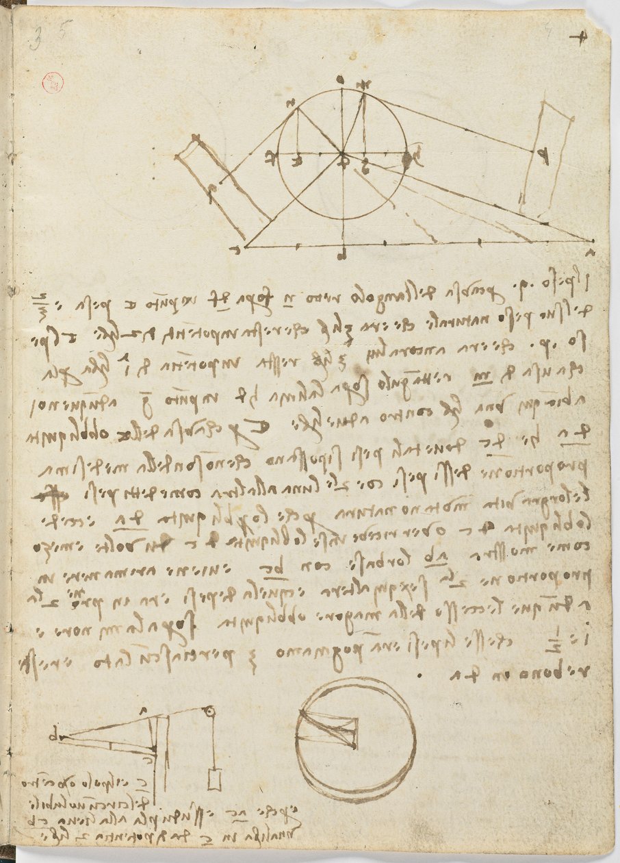 Fuglers flykode, c. 1505-06, papirmanuskript, cc. 18, ark 4 recto av Leonardo da Vinci