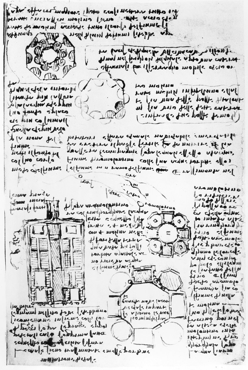 Design for et palass og park (Romorantin), fol. 270v fra Codex Arundel, c.1517-18 av Leonardo da Vinci