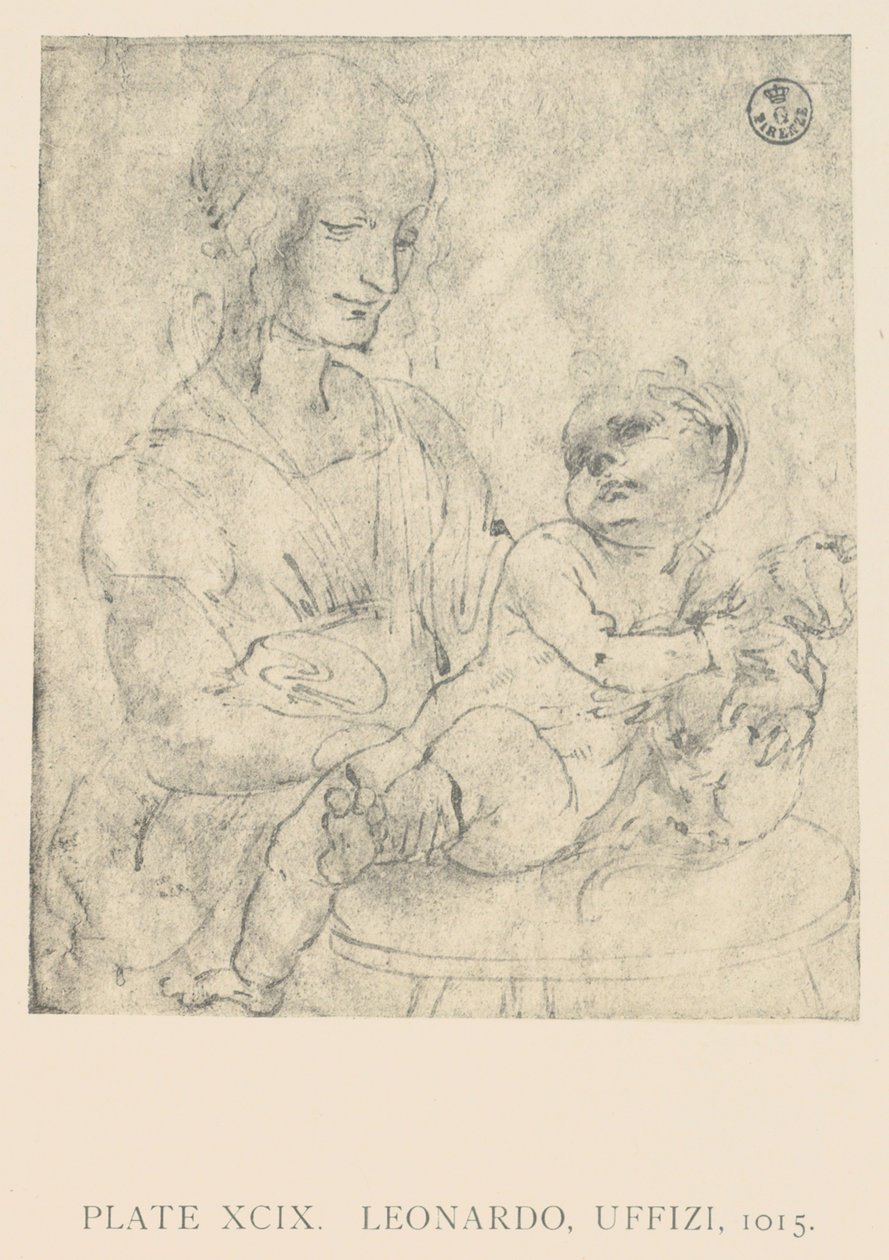 Jomfruen og barnet kjærtegner en kattunge, tegning av Leonardo da Vinci oppbevart i Uffizi -galleriet (forsiden er under inventarnummer 421 E r.), Er en del av en serie arbeider av kunstneren om dette temaet av Leonardo da Vinci