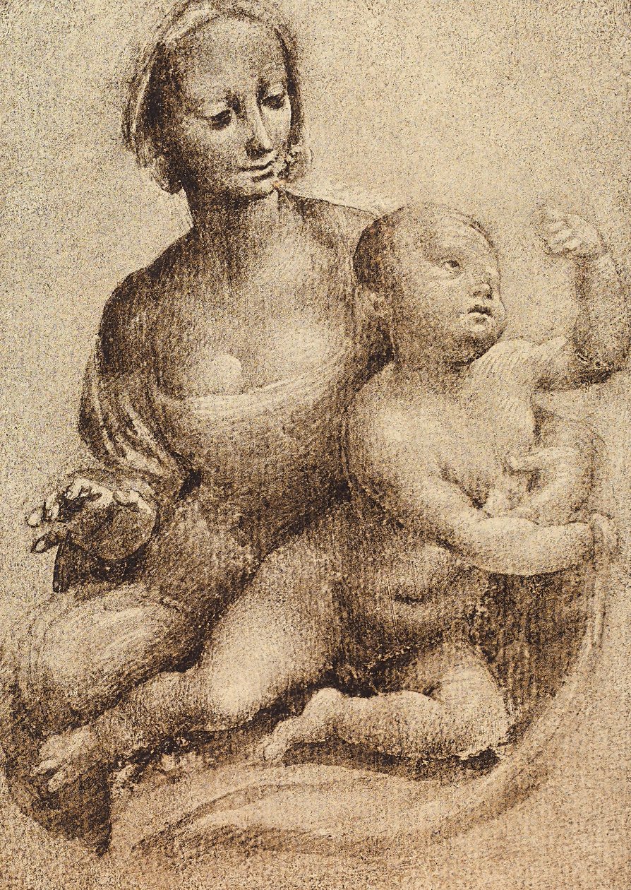 Madonna og barn, tegning av Leonardo da Vinci. Cabinet of Drawings and Prints, Uffizi Gallery, Firenze av Leonardo da Vinci