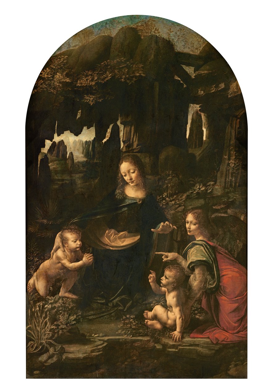 Madonna of the Rocks, ca. 1478 (olje på panel overført til lerret) (se også 2038) av Leonardo da Vinci