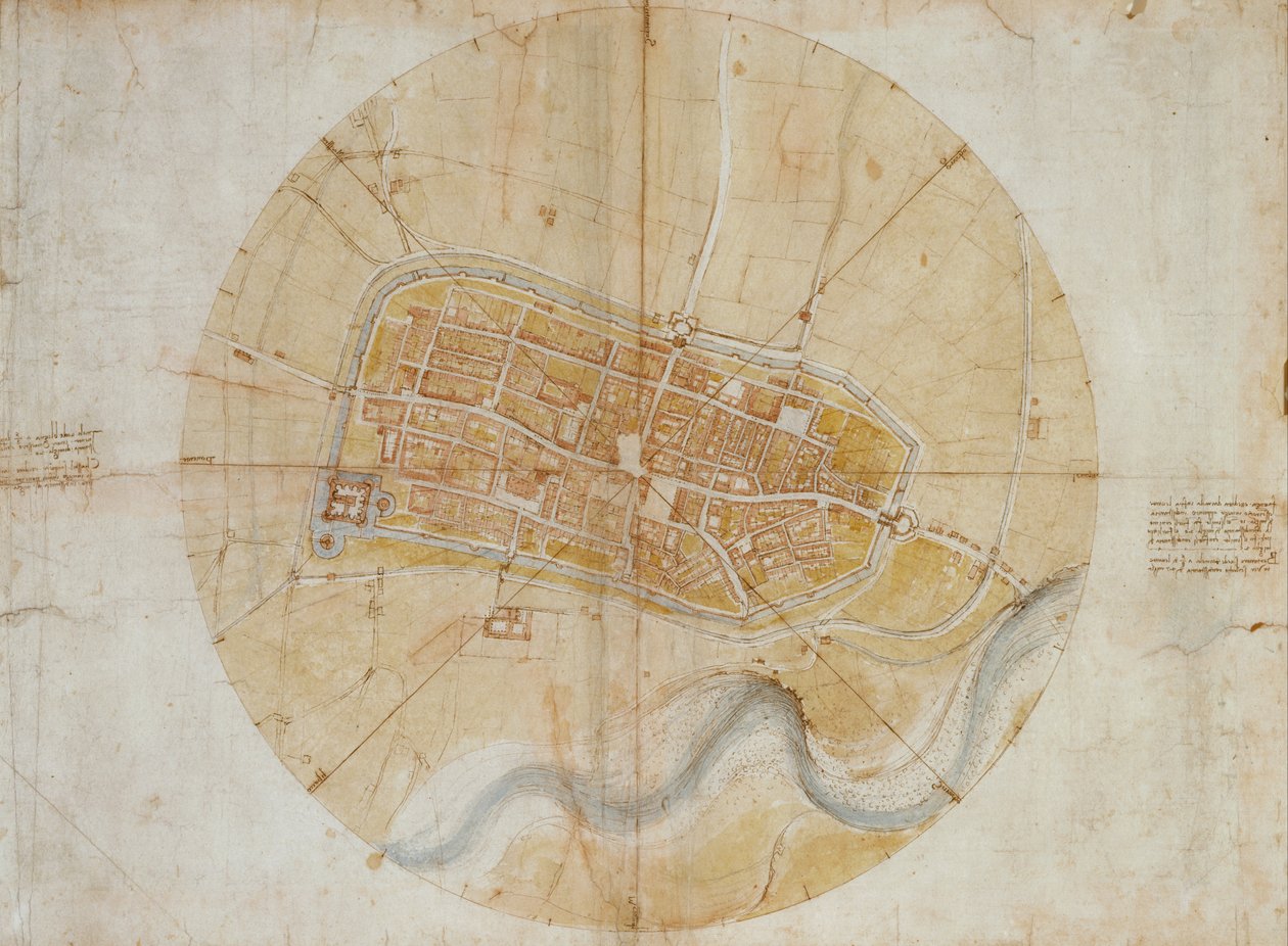 Plan for Imola av Leonardo da Vinci