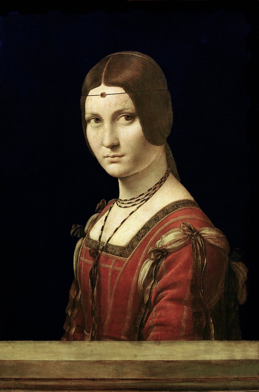 Portrett av en dame fra domstolen i Milano, ca. 1490-95 av Leonardo da Vinci